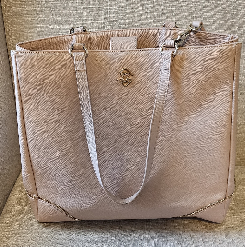 Elegant Pink Tote Bag With Built In Organizers